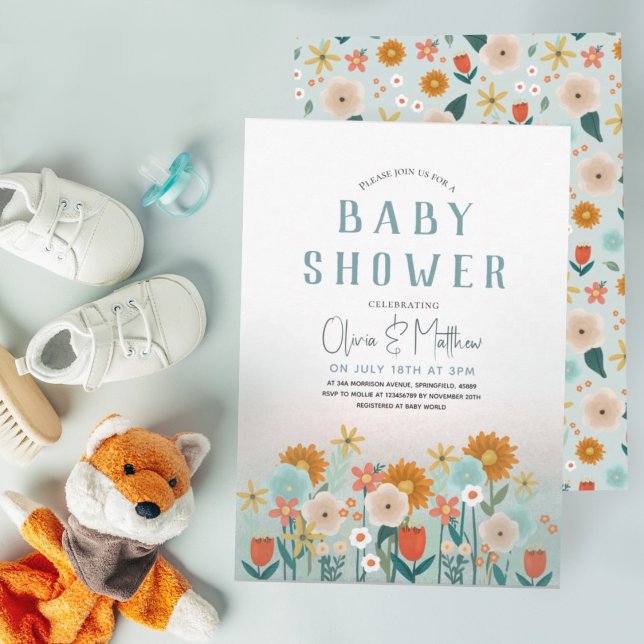 Invitation Nature mignonne Botanique Floral Girls Baby shower (Créateur téléchargé)