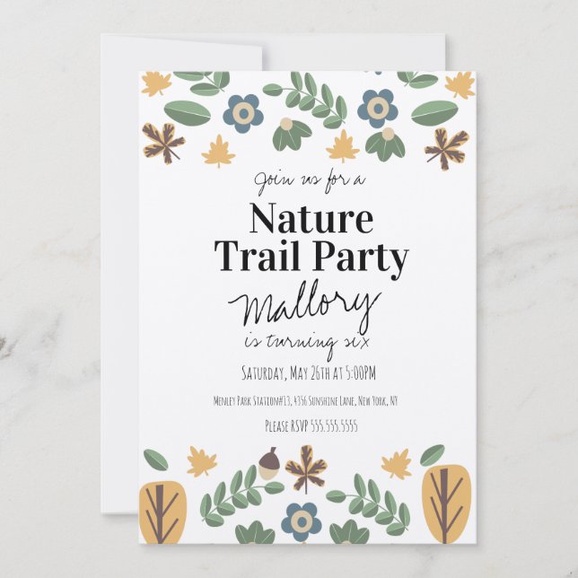 Invitation Nature Trail Woods Acorn Anniversaire Rustique (Devant)
