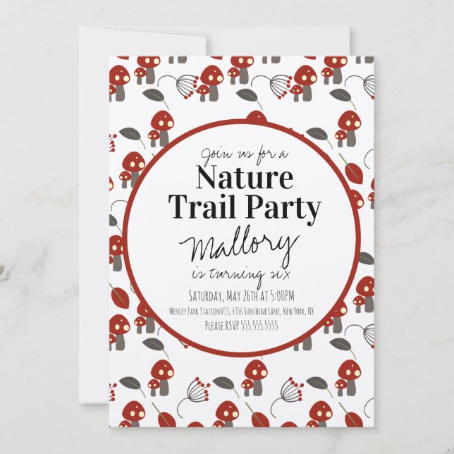 Invitation Nature Trail Woods Champhroom Anniversaire (Devant)