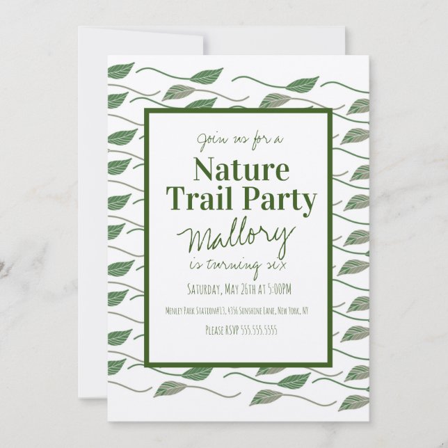 Invitation Nature Trail Woods Leaf Anniversaire Rustique (Devant)