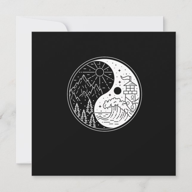 Invitation Nature Waves Mounts Lune Sun Yin Yang Symbole Gi (Devant)