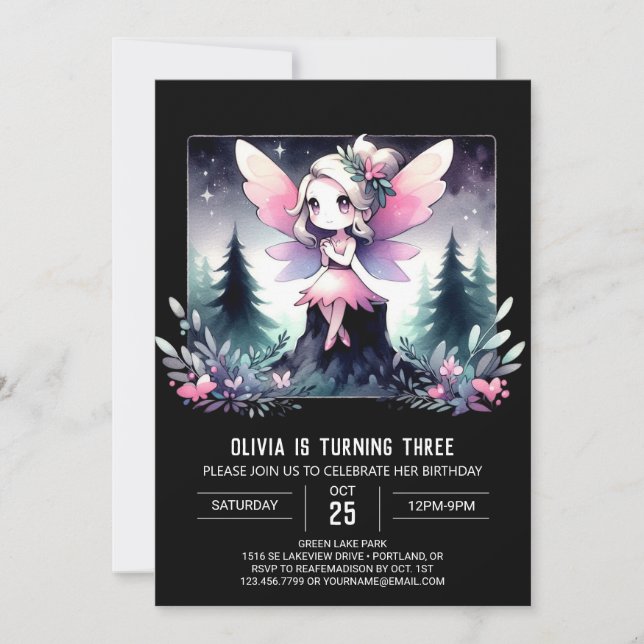 Invitation Nature Whimsy Fairy Anniversaire (Devant)