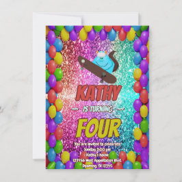 Invitation Naughty Squirrel Skateboard Anniversaire Invitatio