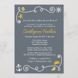 Invitation Nautical Beach Gray & Yellow Bridal ou Baby shower
