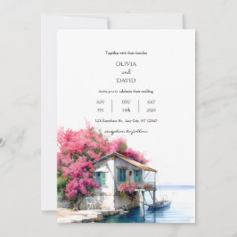 Invitation Nautical Beach House Avec Mariage Aquarelle Bateau