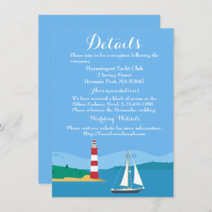 Invitation Nautical Blue Détails Mariage Lighthouse Voilier