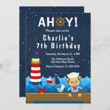 Nautical Boy Monkey Red et Navy Anniversaire