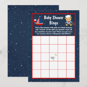 Invitation Nautical Boy Monkey Red et Navy Baby Bingo