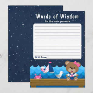 Invitation Nautical Girl Bear rose et les mots de sagesse de 