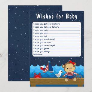 Invitation Nautical Girl Monkey Red et la marine des voeux po