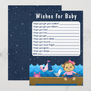 Invitation Nautical Girl Monkey rose et les voeux de marine p