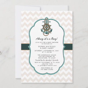 Invitation Nautical Marin Ahoy c'est un Garçon Baby Shower