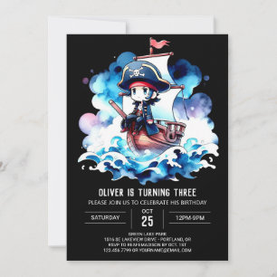Invitation Nautical Pastel Pirate Anniversaire