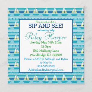 Invitation Nautical Sailboat bébé Sip and See
