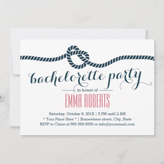 Invitation Nautical Tying Knot Bachelorette Party (Devant)