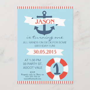 Invitation Nautique 1er anniversaire Boys