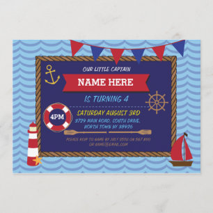 Invitation Nautique Anniversaire Fête nautique Bateaux à voil
