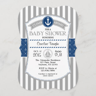 Invitation nautique bleue grise grise de baby