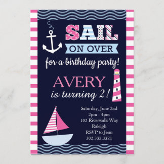Invitation Nautique d'anniversaire de la fille Sai