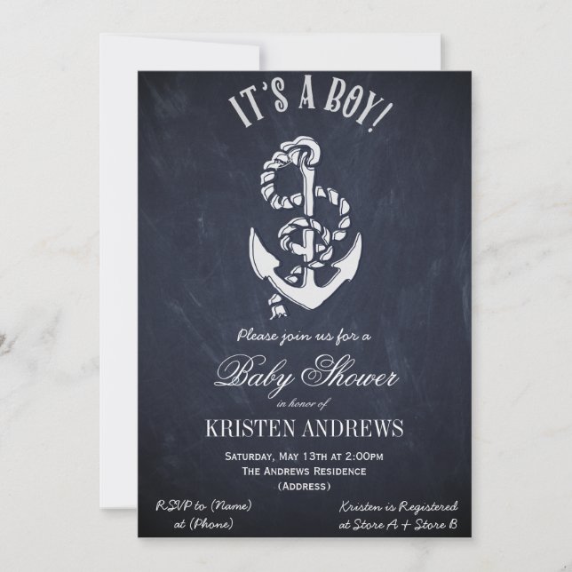 Invitation nautique de baby shower (Devant)