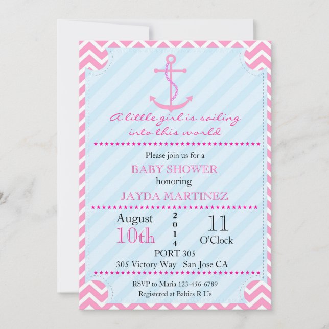 Invitation nautique de baby shower (Devant)