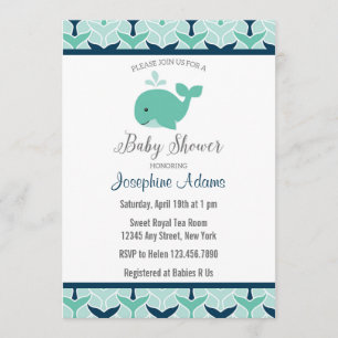 Invitation nautique de baby shower de baleine