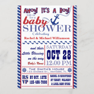 Invitation nautique de baby shower de bébé