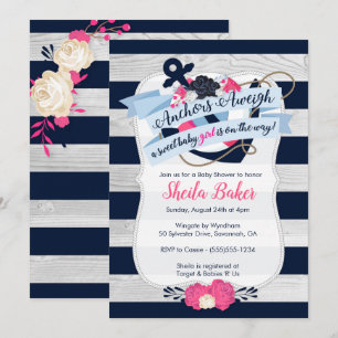 Invitation nautique de baby shower - fille