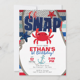 Invitation nautique, Invitation Crabe pour Anniver