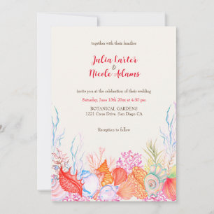 Invitation Nautique Marine Beach Sea Life Mariage d'aquarelle