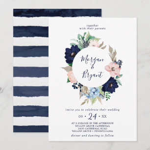 Invitation Nautique moderne   Floral Mariage de couronne