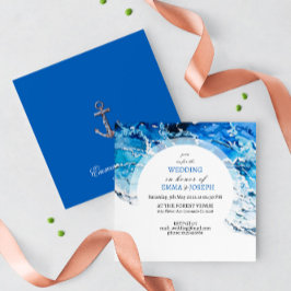Invitation Nautique Ocean Beach bleu Mariage moderne