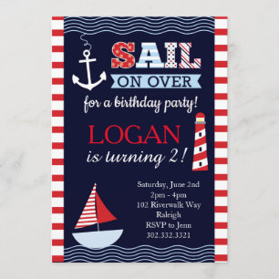 Invitation nautique partie d'anniversaire de voile