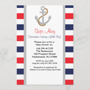 Invitation nautique partie de baby shower d'Ancres