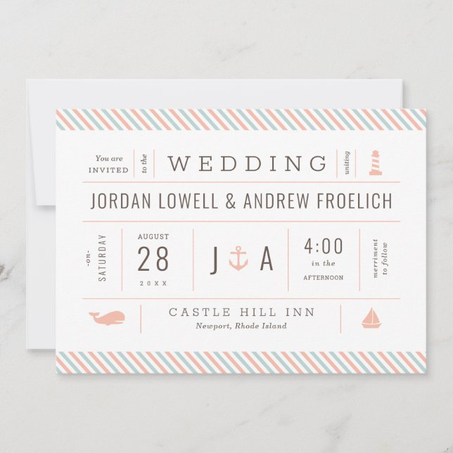Invitation nautique Pastel Beach Wedding Invitatio (Devant)