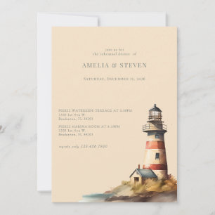Invitation Nautique, Phare   Bord de mer   Dîner de répétitio