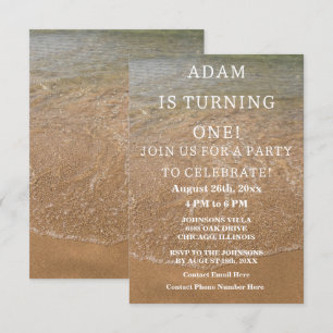 Invitation Nautique Premier Anniversaire Plage de fête Person