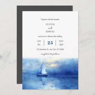 Invitation Nautique Twilight Voilier Blue Sky Beach Mariage