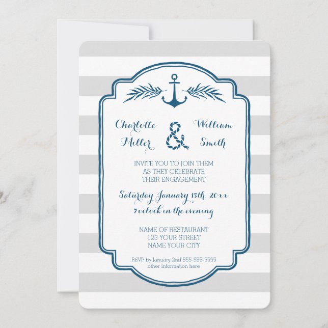 Invitation nautique vintage de partie de (Devant)