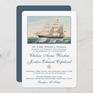 Invitation Navire Nautique Clipper   Mariage classique