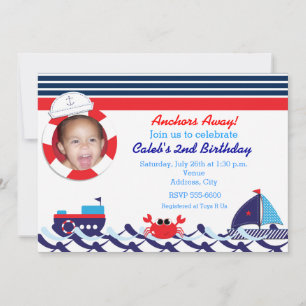 Invitation Navire nautique Navire Marine Stripe Photo Invitat