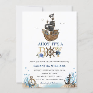 Invitation Navire pirate nautique Ahoy C'est un Baby shower g