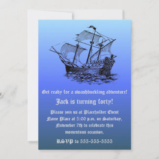 Invitation Navire pirate pour les 40 ans du capitaine - Mer b