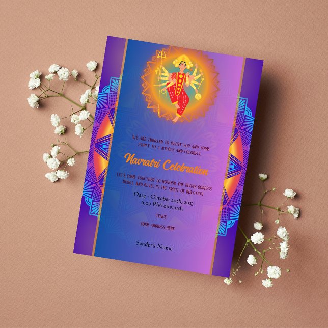 Invitation Navratri Durga Puja Célébration Chakra Mandala (Créateur téléchargé)