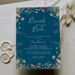 Invitation Navy Bliss Brunch aux fleurs sauvages avec la douc