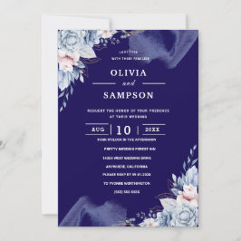 Invitation Navy blue elegant wedding