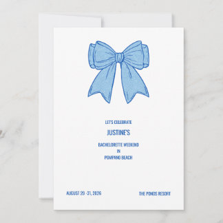 Invitation Navy + Blue Faux Glitter Bow 