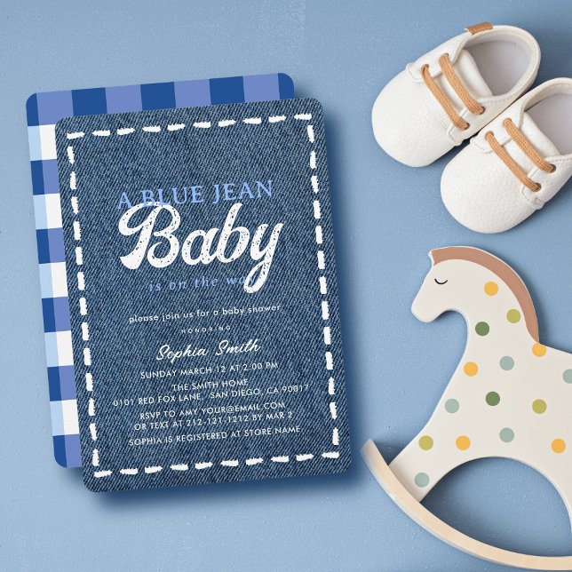 Invitation Navy Blue Jean Baby Boy Baby Shower (Créateur téléchargé)