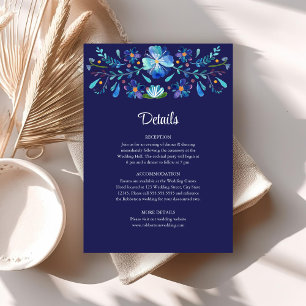 Invitation Navy Blue Mexican Floral Fiesta Détails du Mariage
