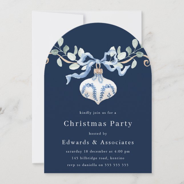 Invitation Navy Blue Modern Christmas Party (Devant)